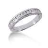 14k White Gold Vintage Style Engraved Diamond Channel Set Wedding Ring