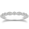14k White Gold Vintage Look Fancy Pave Diamond Milgrain Wedding Ring