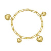 14K Yellow Gold Puffed Heart Charm Bracelet
