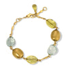Green gold enamel beads & colored gemstone bracelet