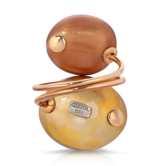 Italian Rose Gold bypass enamel ring