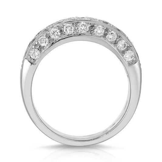 Three sided pave set diamond band