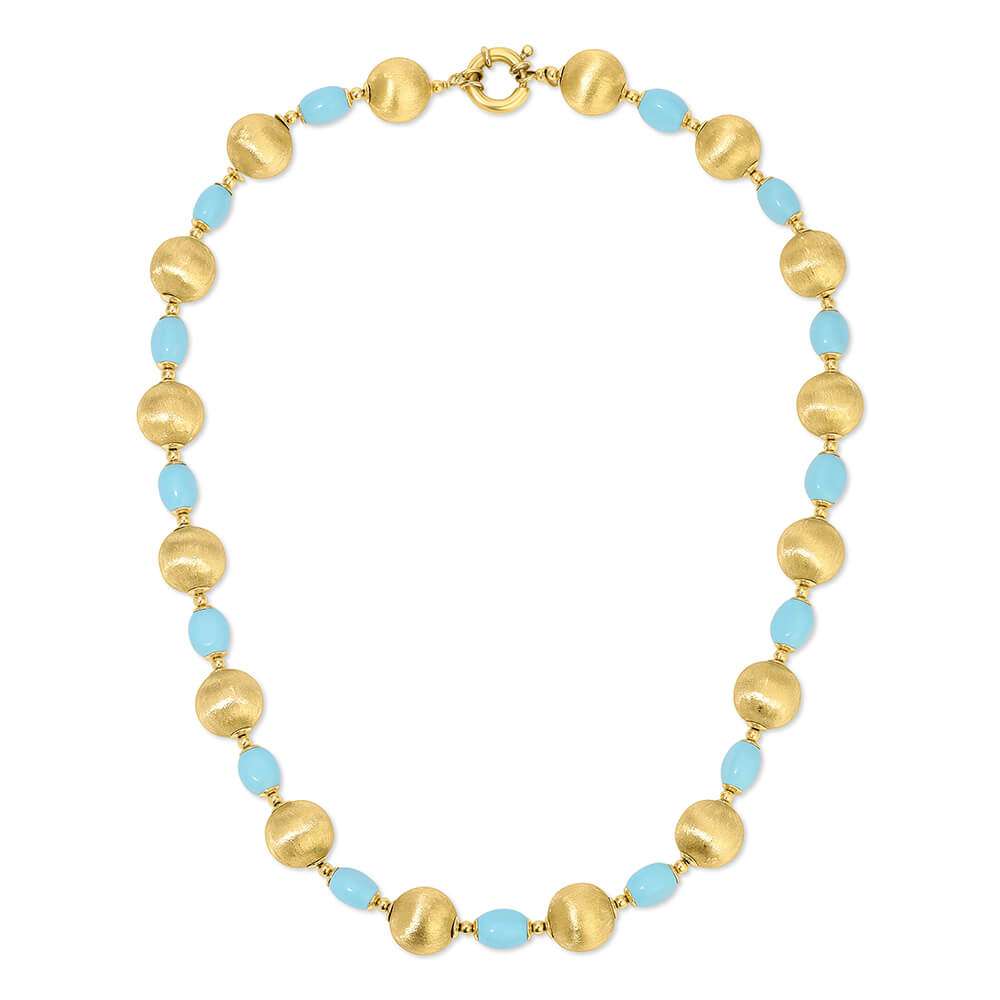 Turquoise & gold bead necklace