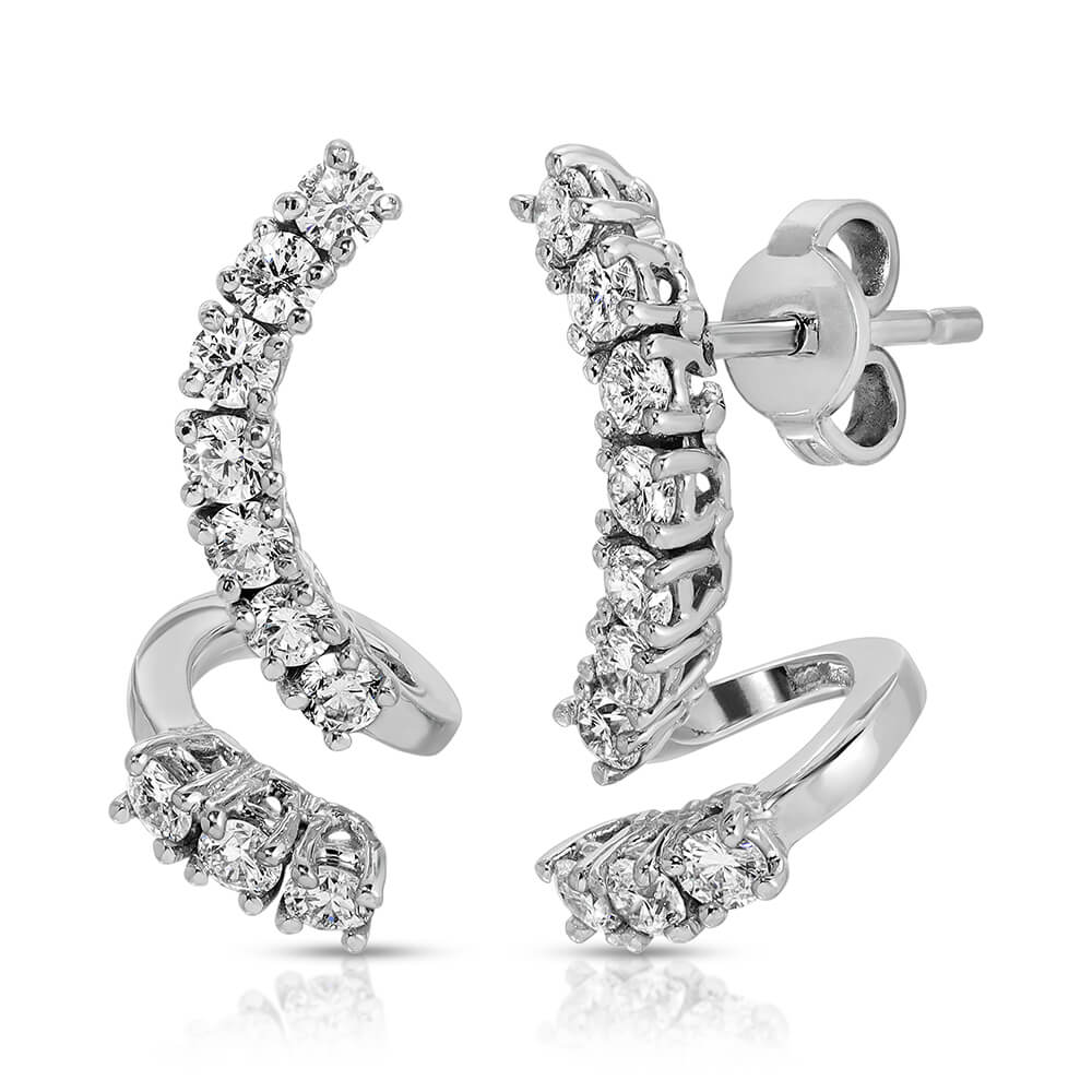Spiral twist diamond earrings