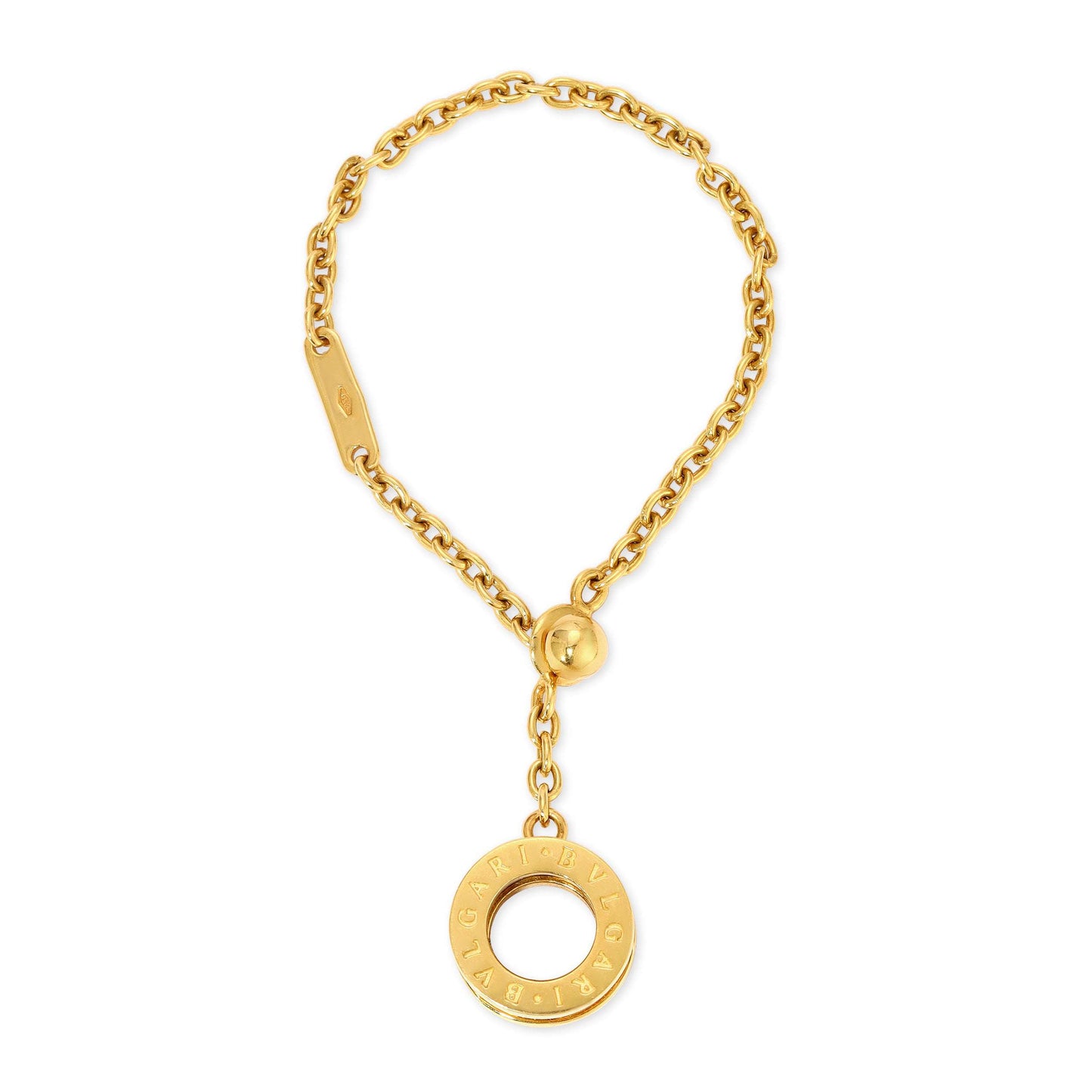 Italian 18k yellow gold keychain styled as Bulgari