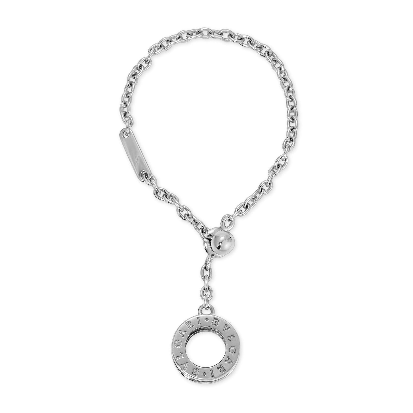 Italian 18k White gold keychain styled as Bulgari