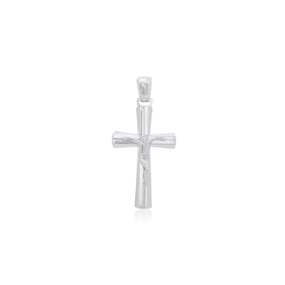 14k White Gold Crucifix Pendant