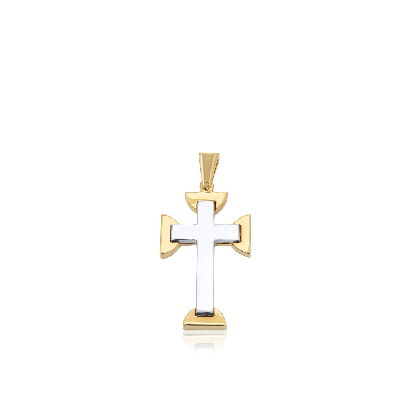18k Cross Pendant 2 Tone