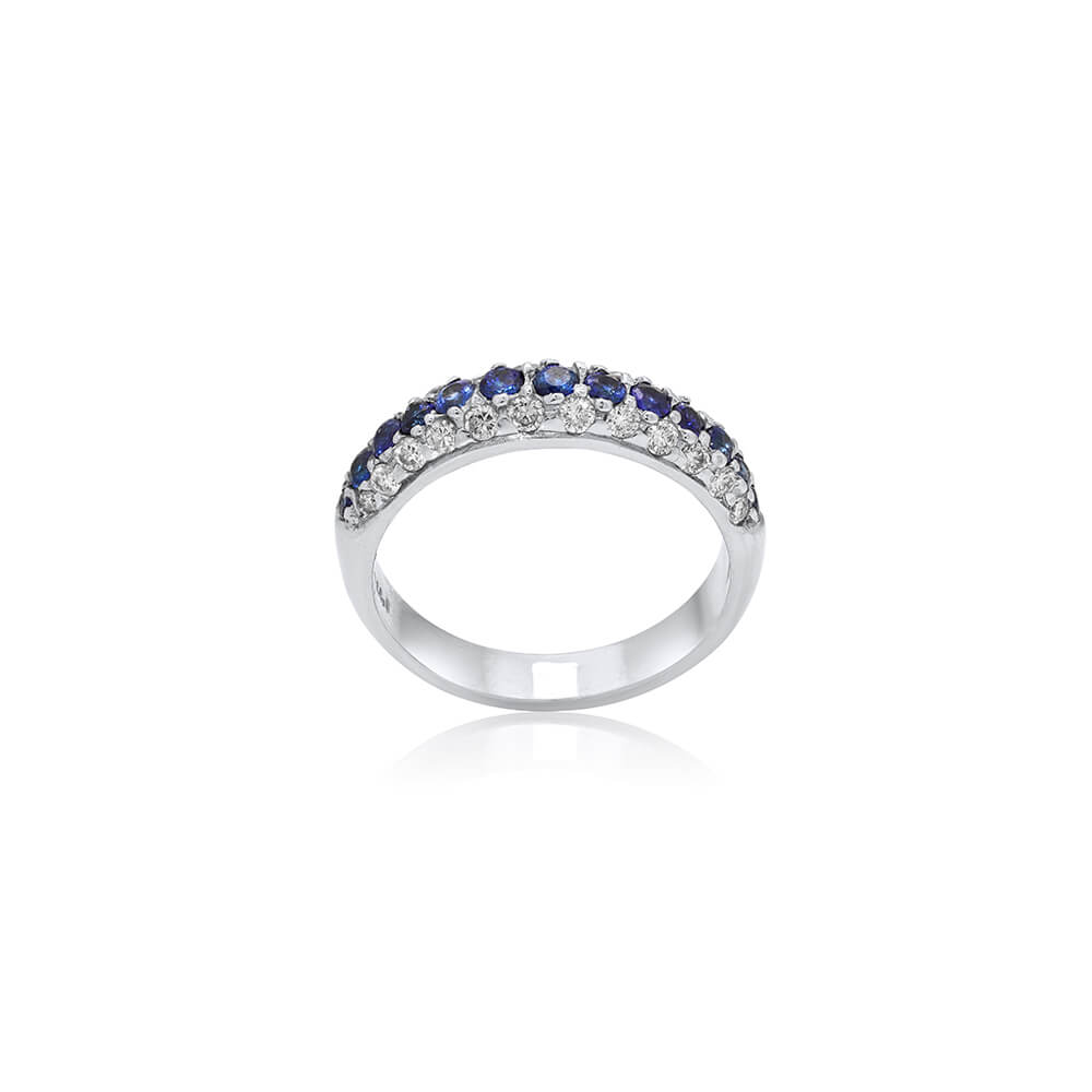 sapphire & diamond pave set ring