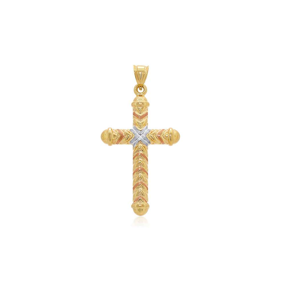 18k Gold Cross 2 tone