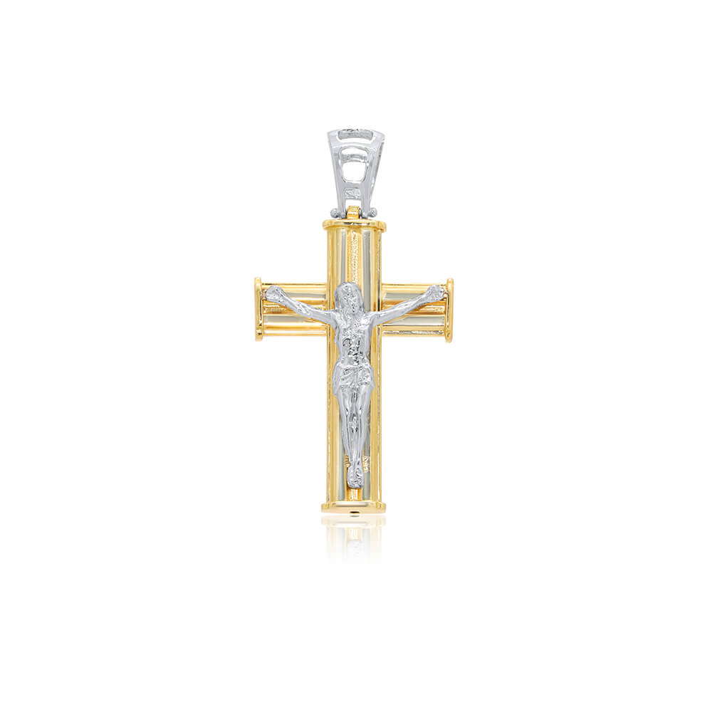 18k Crucifix 2 tone pendant