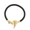 Braided leather bracelet 14k gold heart & key clasp