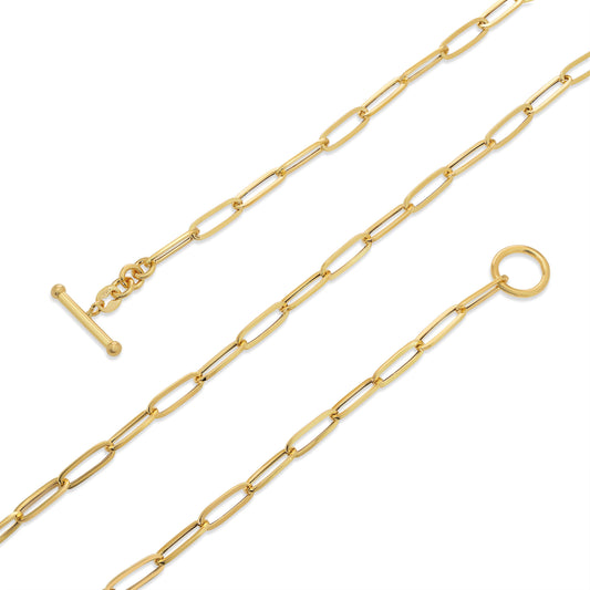 Italian 18k Paper clip chain in Toggle Lock