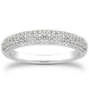 14k White Gold Triple Multi-Row Micro- Pave Diamond Wedding Ring Band