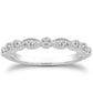 14k White Gold Vintage Look Fancy Pave Diamond Milgrain Wedding Ring Band