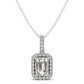 Halo Pendant With Emerald Center Diamond in 14k White Gold (1 1/5 cttw)