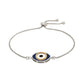 Sterling Silver Adjustable Two Toned Enameled Evil Eye Friendship Bracelet