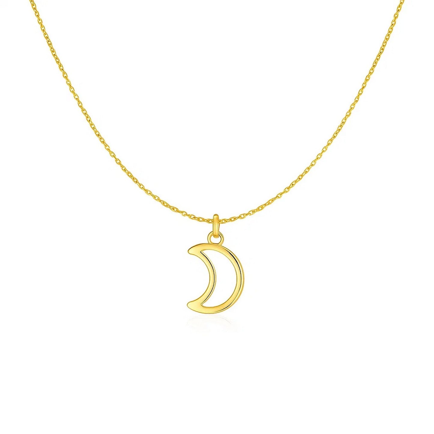 14k Yellow Gold Necklace with Moon