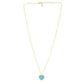 14k Yellow Gold High Polish Heart Turquoise Paste Necklace
