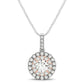 Round Shape Halo Diamond Pendant in 14k White and Rose Gold (1/2 cttw)