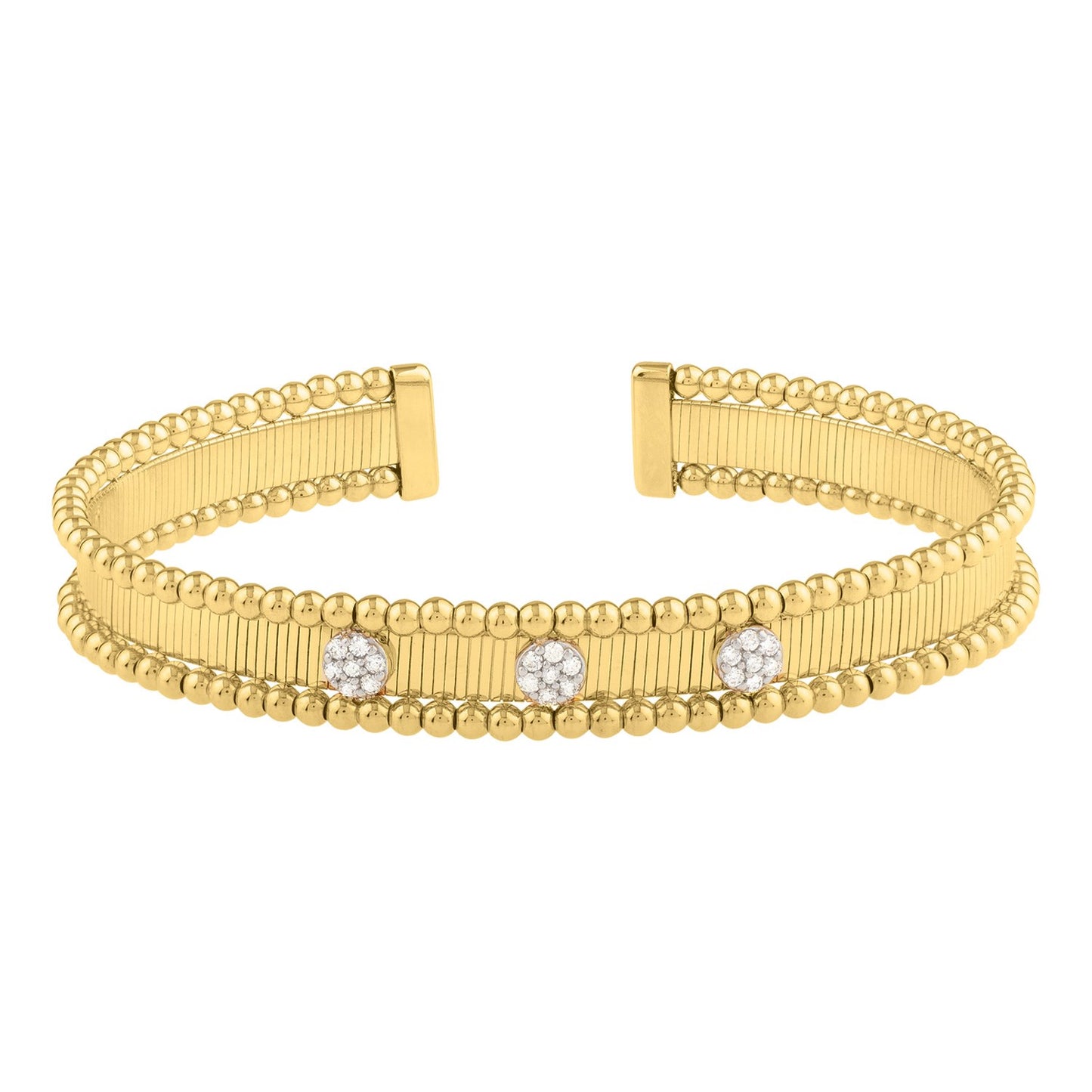Two Toned Pallina Cuff Bangle in 14K Gold (9.00 mm)