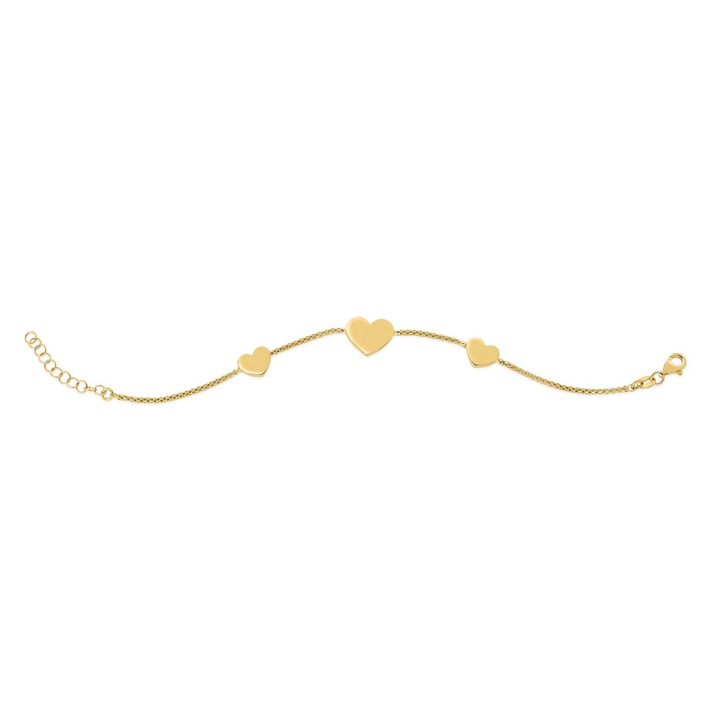 Sterling Silver Gold Plated Hearts Station Necklace