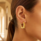 14k Yellow Gold Bamboo Huggie Hoops