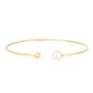 14k Yellow Gold Cuff Bangle with Pearl and Diamond (3.00 mm)