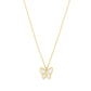 14k Yellow Gold High Polish Butterfly Peral Paste Necklace