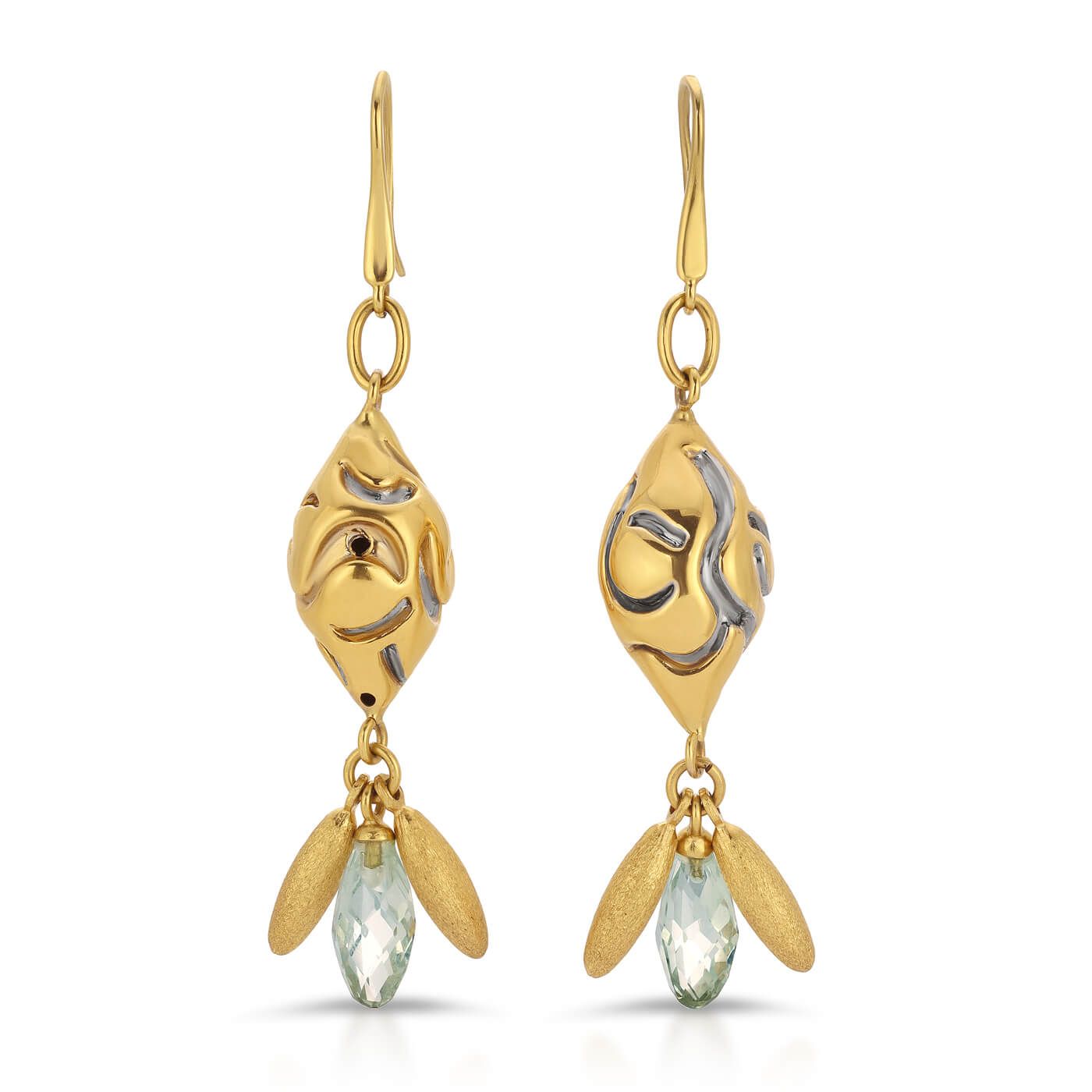 Gold engraved & Cintrine drop earrings