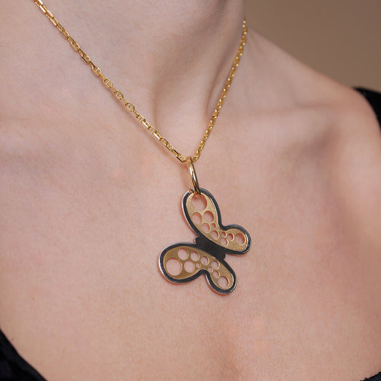 Butterfly 2 tone pendant satin finish
