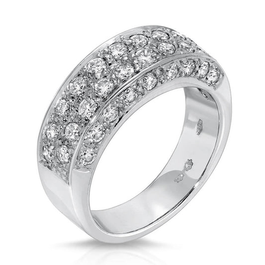 Three sided pave set diamond ring