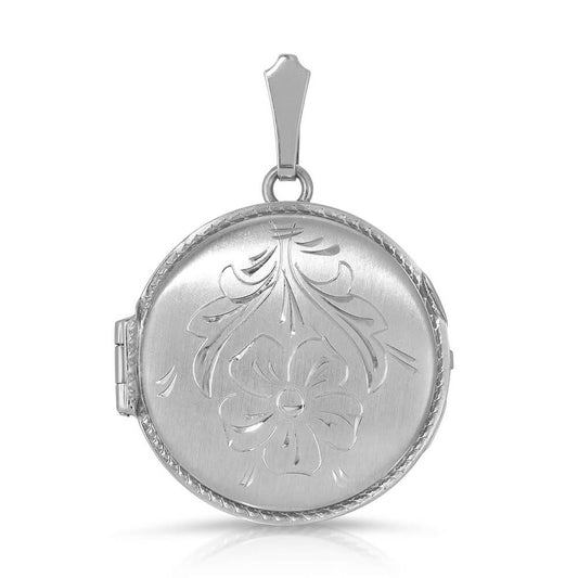 Engraved floral & leaf Locket pendant