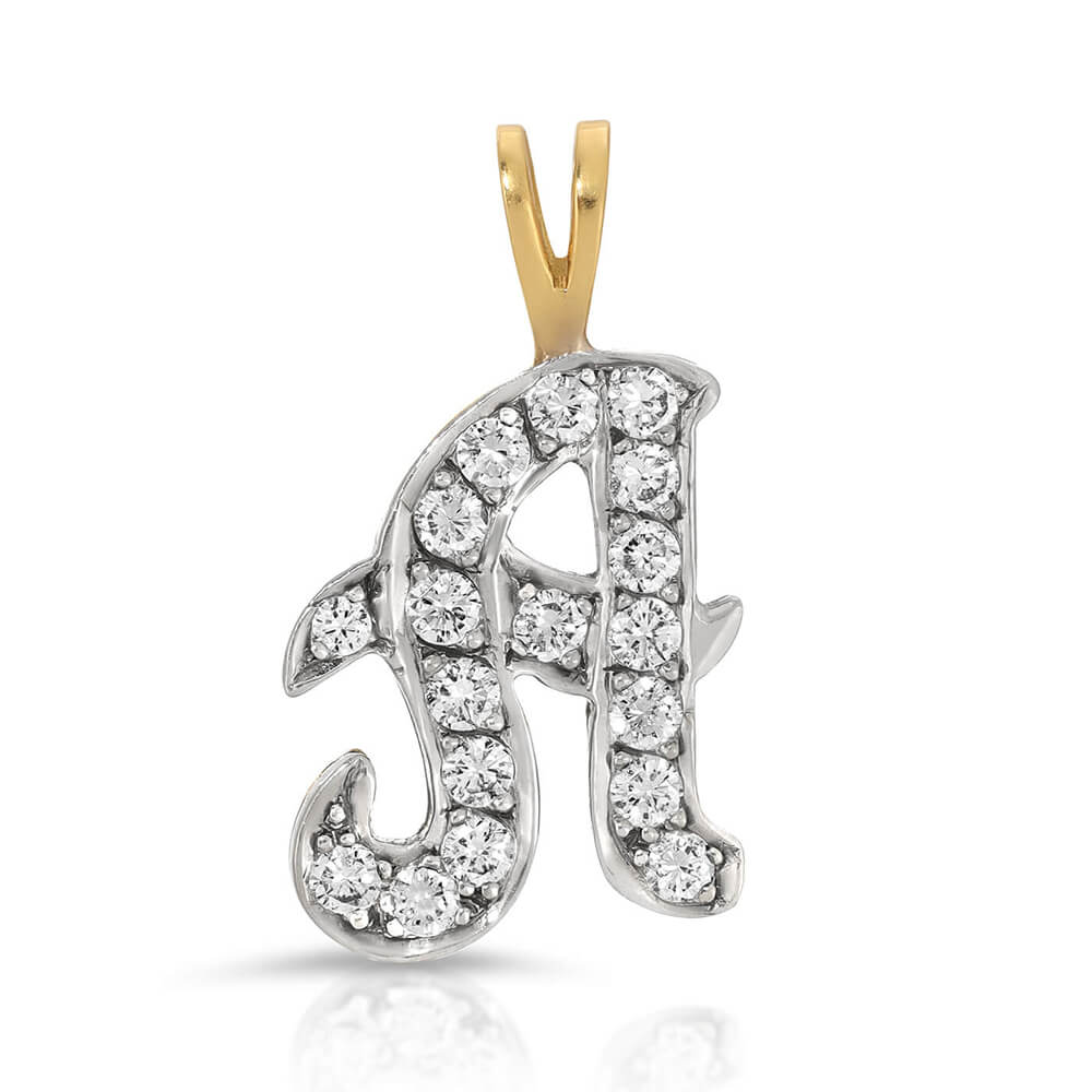 Diamond script letter charm