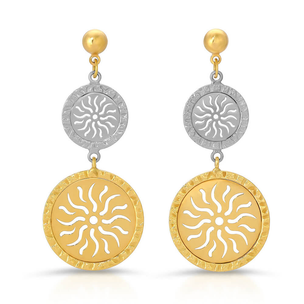 Mandala 2 Tone round floral earrings