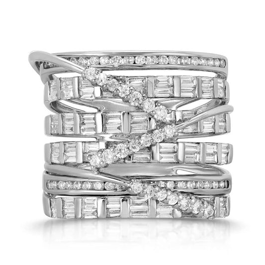 9 Row criss cross diamond ring