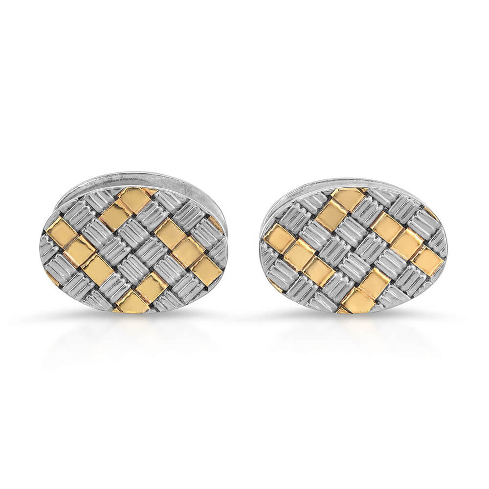 Cartier silver & gold cuff links oval monogrammed R