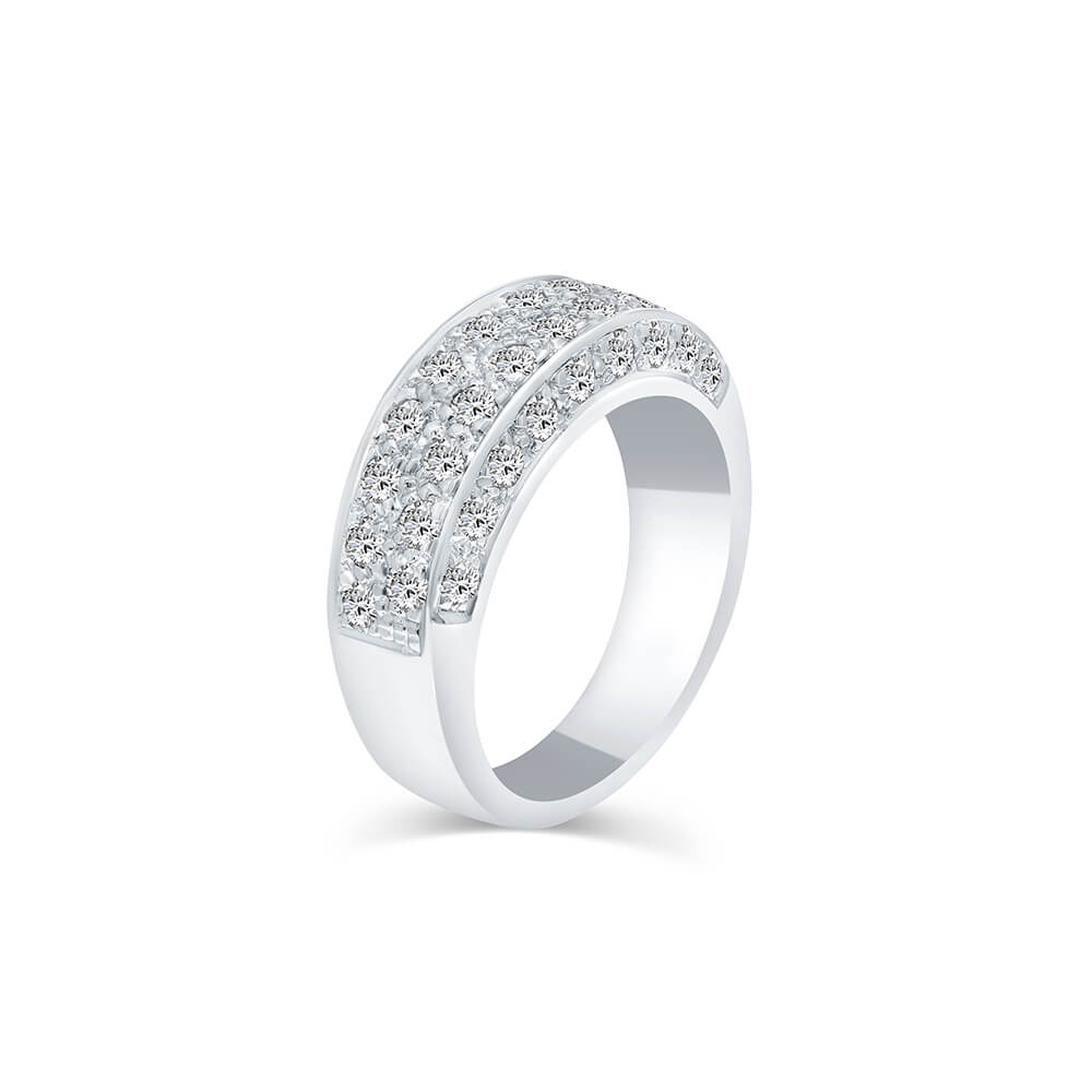 3 sided Pave set Diamond ring