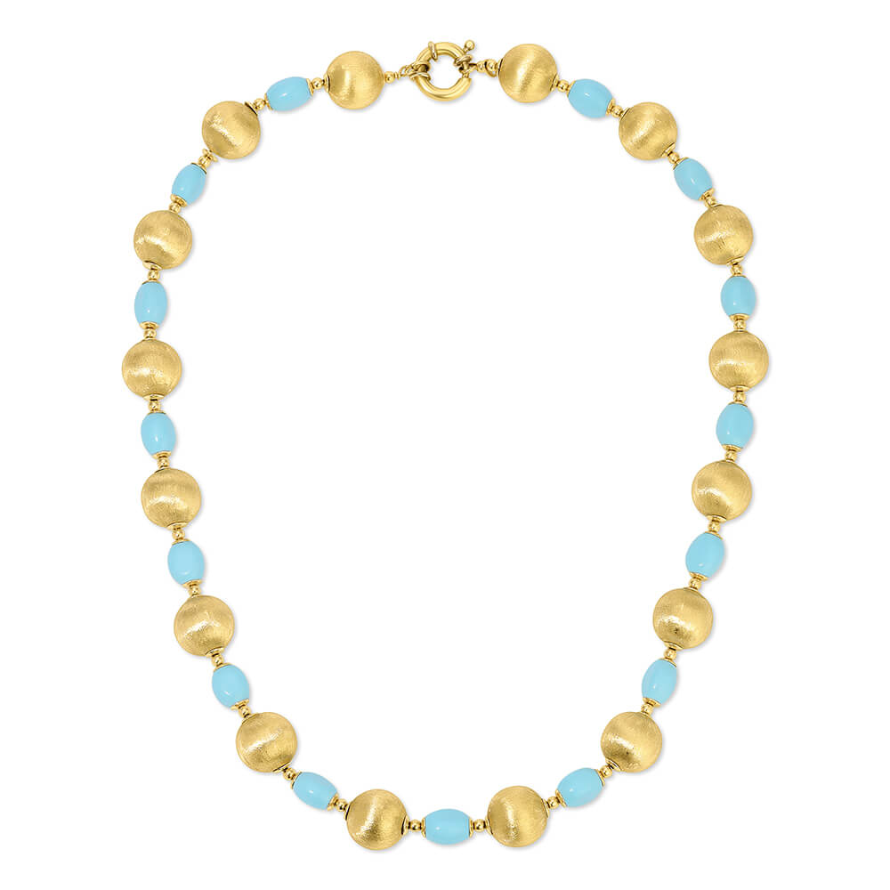 Turquoise & gold bead drop necklace