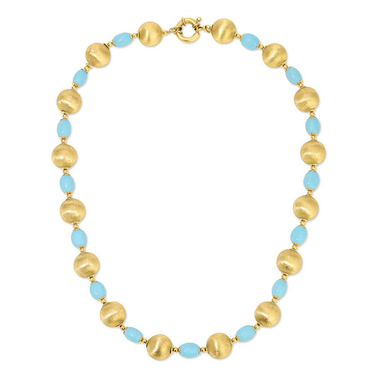 Turquoise & gold bead drop necklace