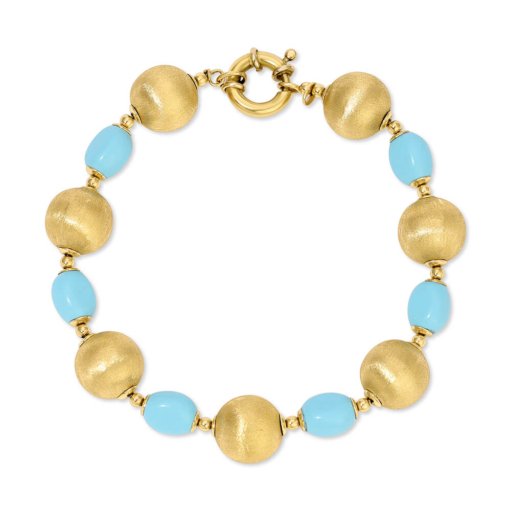 Turquoise & gold bead drop bracelet