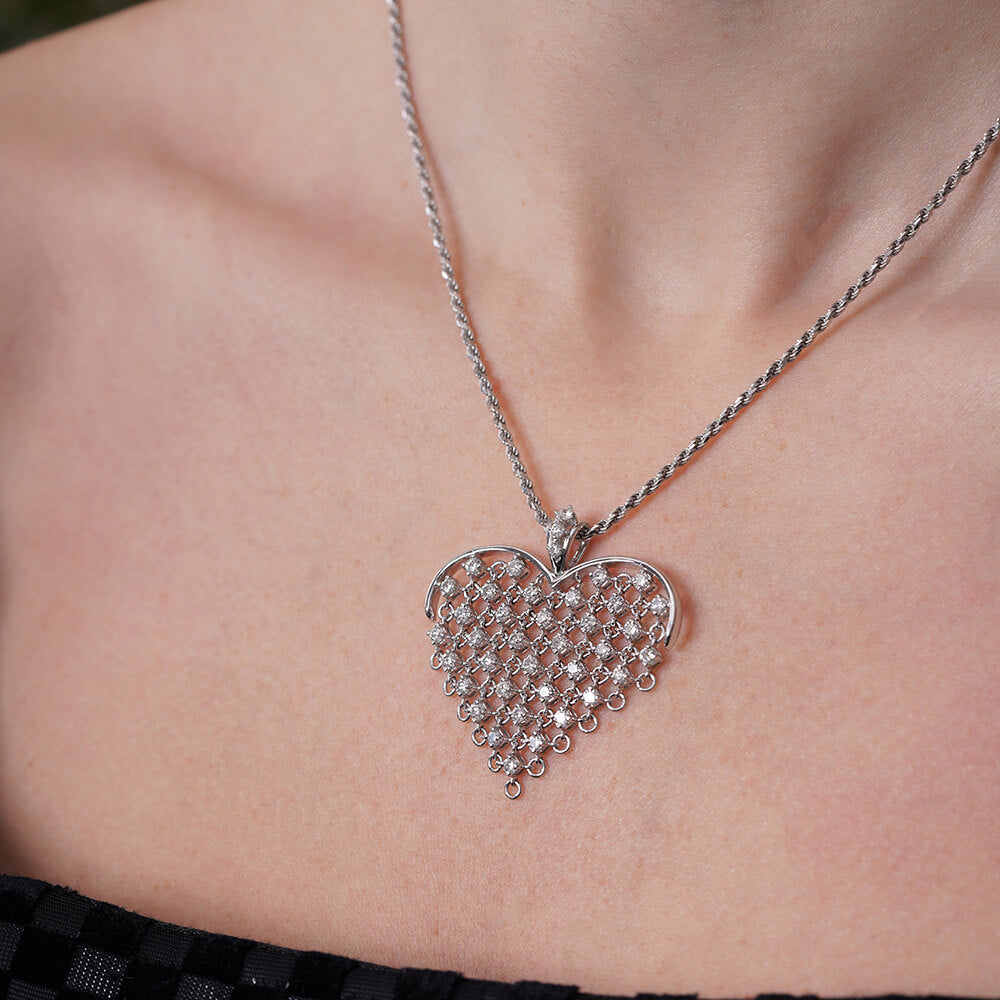 Diamond openwork heart pendant