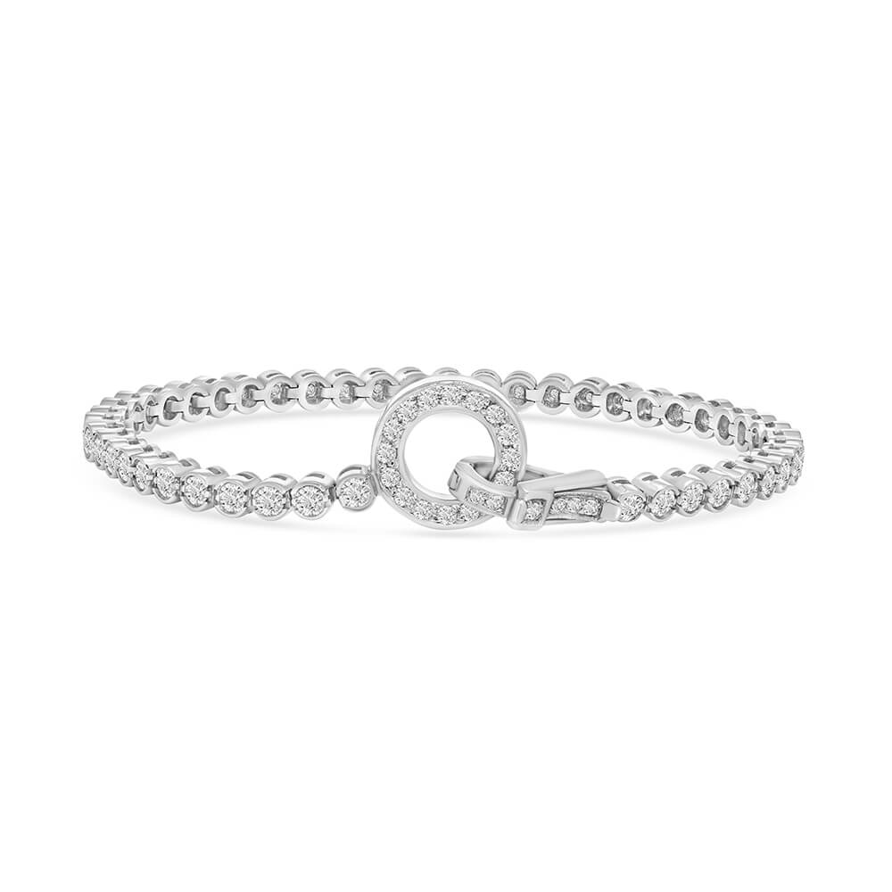 Diamond Tennis bracelet w/ Buckle clasp bezel set