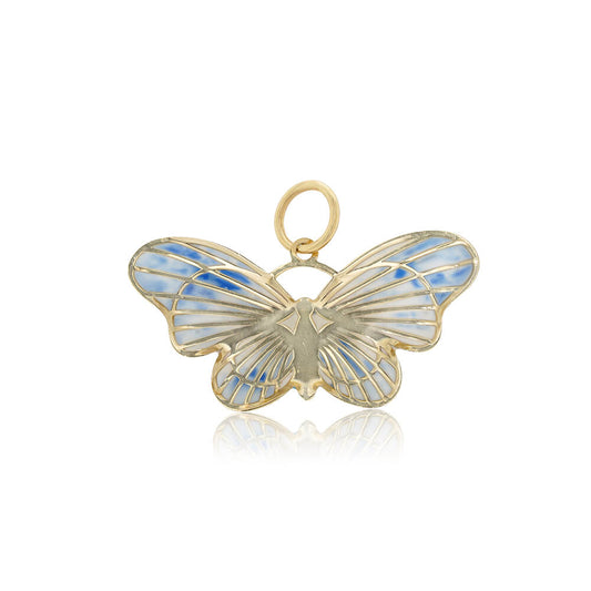 Butterfly aqua enamel charm