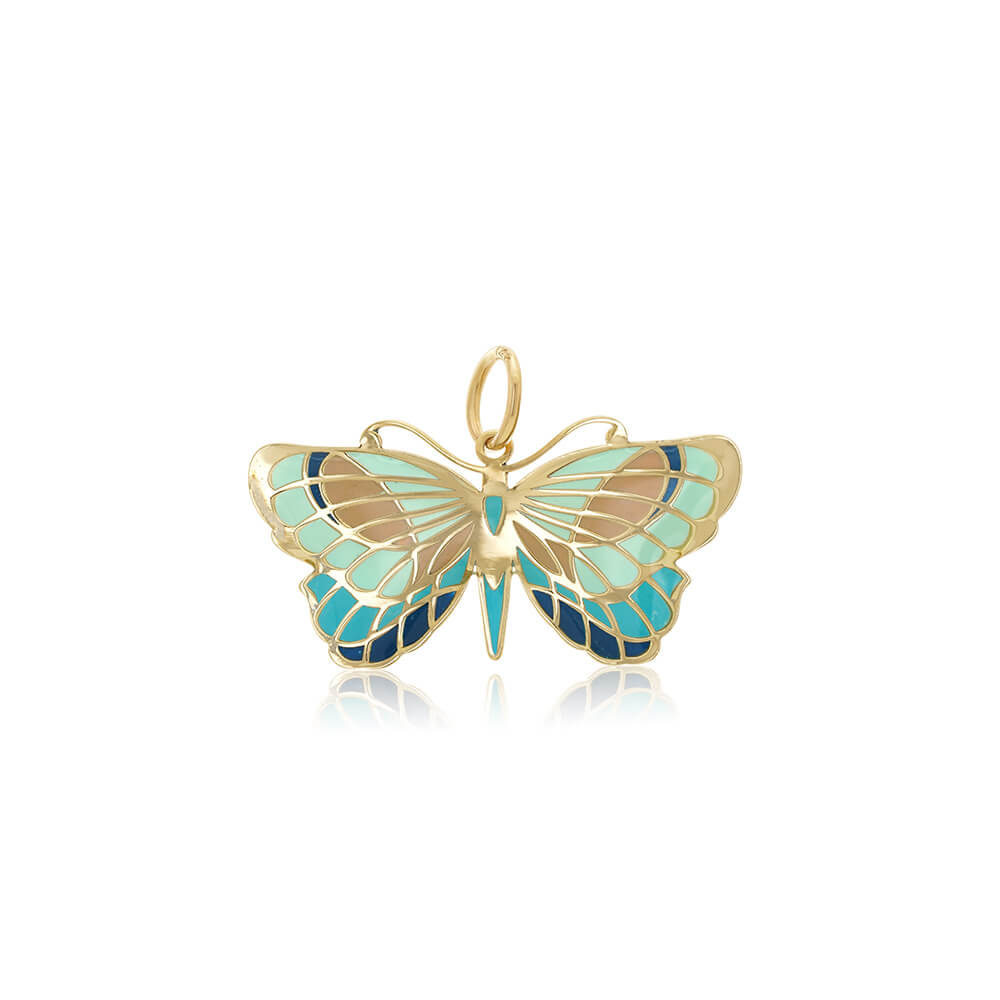 Butterfly azure enamel charm