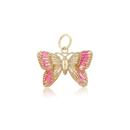 Butterfly pink enamel charm double