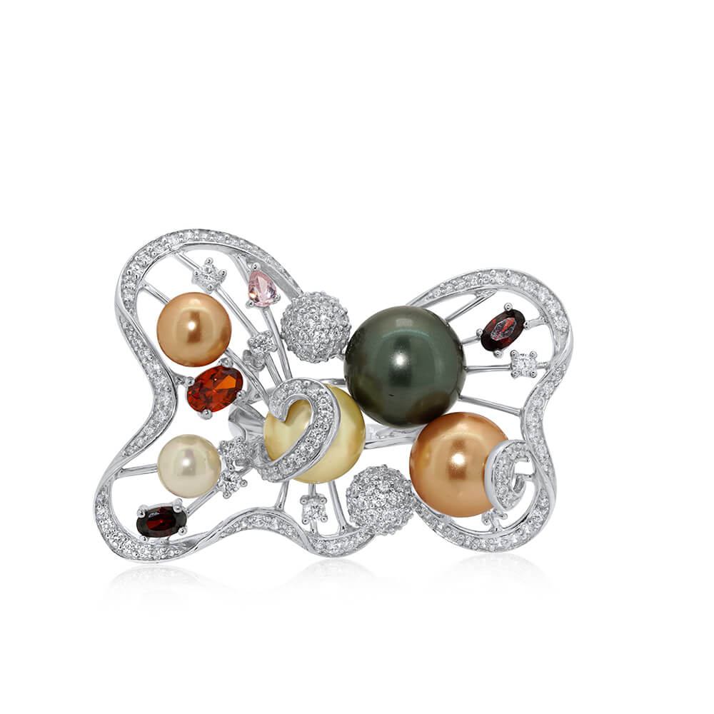 Multicolor pearl  cocktail ring