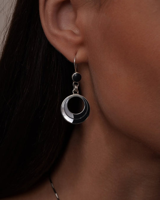 Round MOP & Onyx Earrings