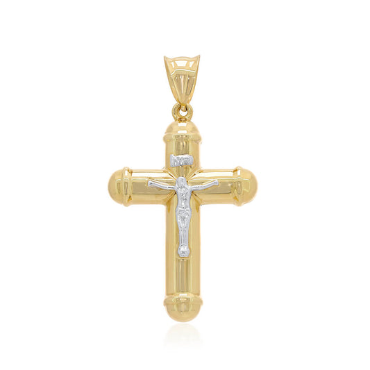 Crucifix pendant 2 tone puff