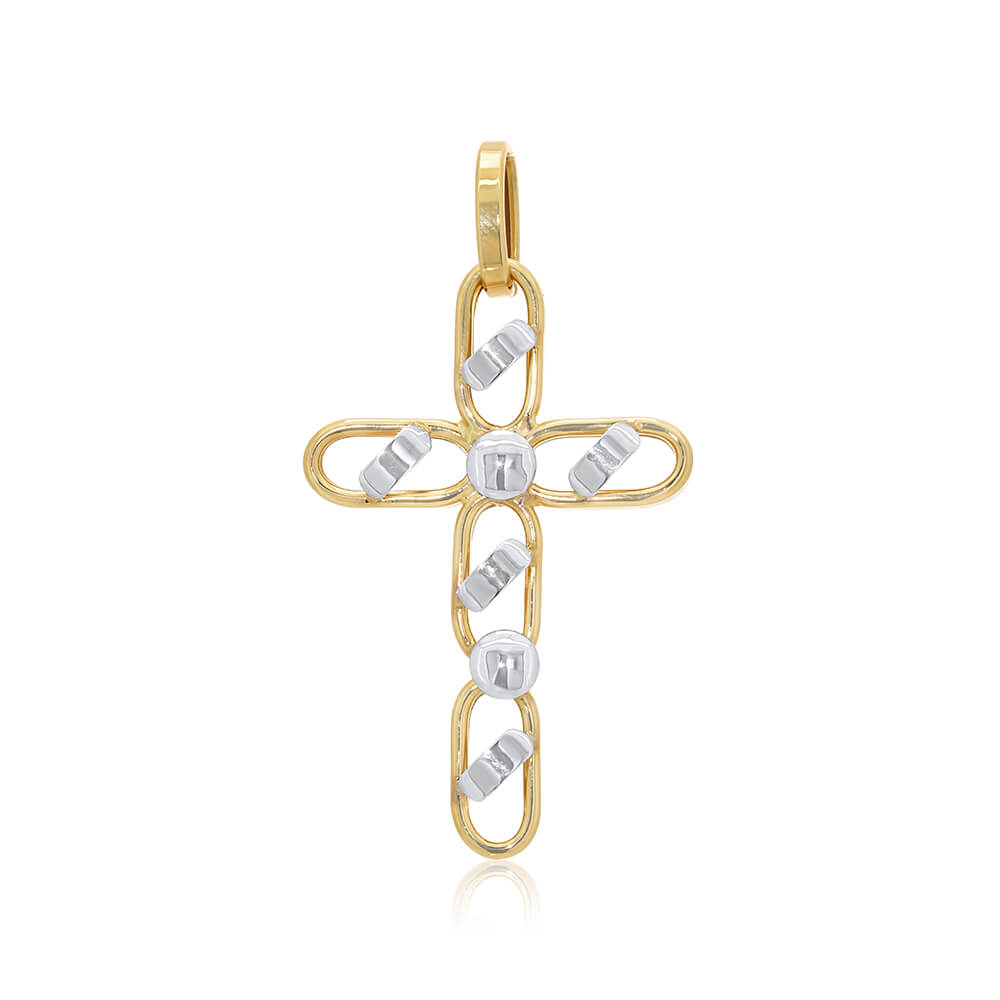 Cross Pendant 2 tone diagonal open